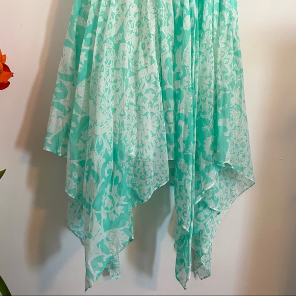 GUESS Twisted Tank Handkerchief Summer Dress with Crochet Back, Mint Green, US 4 - Picture 3 of 15
